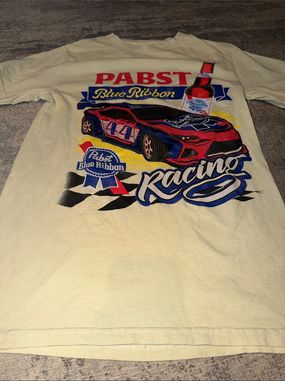 Pabst Blue Ribbon Racing Graphic T-Shirt - Cream